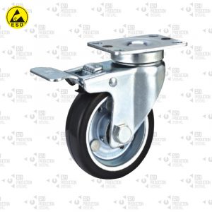 ESD Plate Type Caster, Swivel with Brake